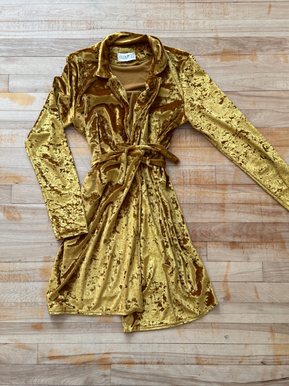Club L London Crushed Velvet Gold Wrap Dress